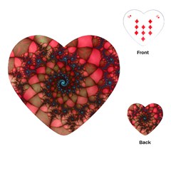 Fractals Abstract Art Red Spiral Playing Cards Single Design (heart) by Ravend