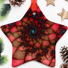 Fractals Abstract Art Red Spiral Star Ornament (two Sides) by Ravend