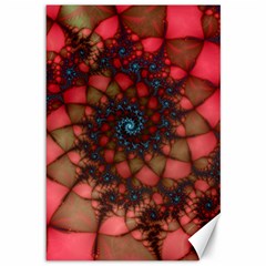 Fractals Abstract Art Red Spiral Canvas 12  X 18  by Ravend