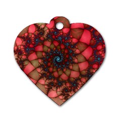 Fractals Abstract Art Red Spiral Dog Tag Heart (one Side) by Ravend