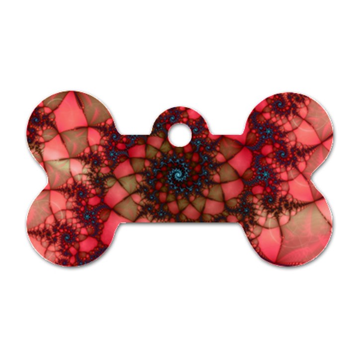 Fractals Abstract Art Red Spiral Dog Tag Bone (Two Sides)