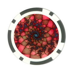 Fractals Abstract Art Red Spiral Poker Chip Card Guard by Ravend