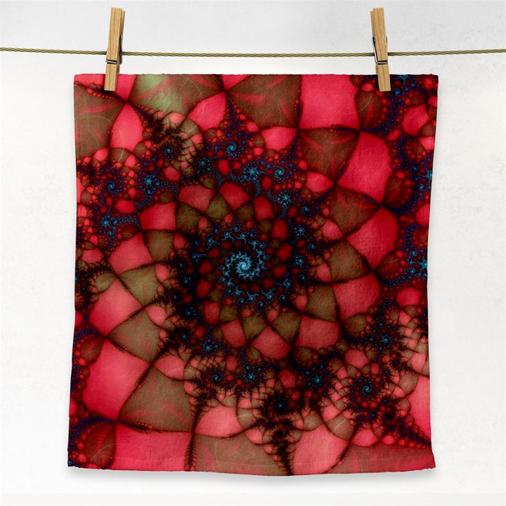 Fractals Abstract Art Red Spiral Face Towel