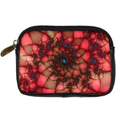 Fractals Abstract Art Red Spiral Digital Camera Leather Case by Ravend