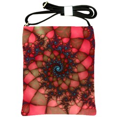 Fractals Abstract Art Red Spiral Shoulder Sling Bag by Ravend