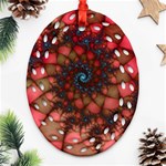 Fractals Abstract Art Red Spiral Oval Filigree Ornament (Two Sides) Back