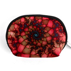 Fractals Abstract Art Red Spiral Accessory Pouch (medium) by Ravend