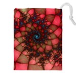 Fractals Abstract Art Red Spiral Drawstring Pouch (5XL) Front