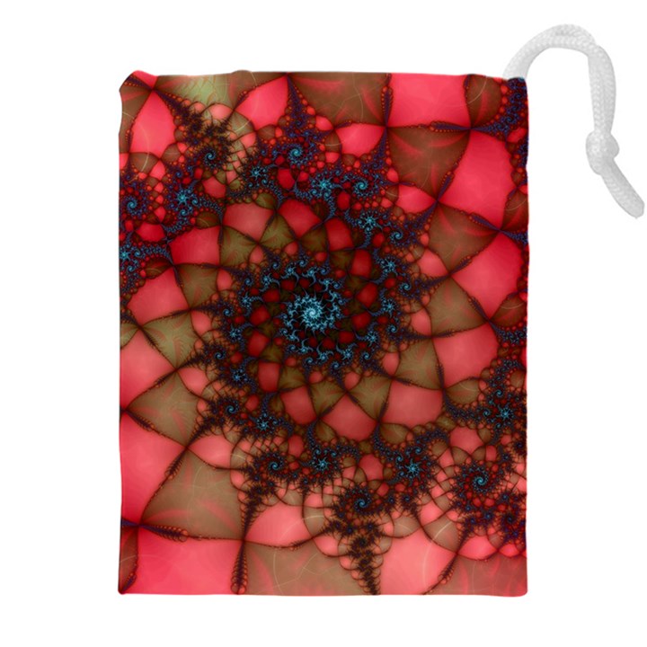 Fractals Abstract Art Red Spiral Drawstring Pouch (5XL)