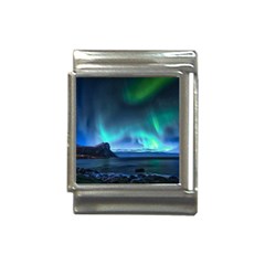 Green Aurora Lights-over Rocky Shore During Night Time Italian Charm (13mm) by danenraven