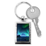 Green Aurora Lights-over Rocky Shore During Night Time Key Chain (Rectangle) Front