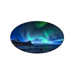 Green Aurora Lights-over Rocky Shore During Night Time Sticker Oval (10 pack) Front