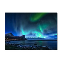 Green Aurora Lights-over Rocky Shore During Night Time Sticker A4 (100 Pack) by danenraven