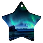 Green Aurora Lights-over Rocky Shore During Night Time Star Ornament (Two Sides) Front