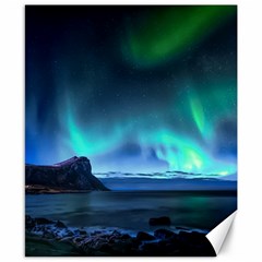 Green Aurora Lights-over Rocky Shore During Night Time Canvas 8  X 10  by danenraven