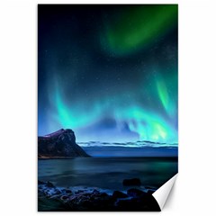 Green Aurora Lights-over Rocky Shore During Night Time Canvas 20  X 30  by danenraven