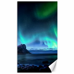 Green Aurora Lights-over Rocky Shore During Night Time Canvas 40  X 72  by danenraven