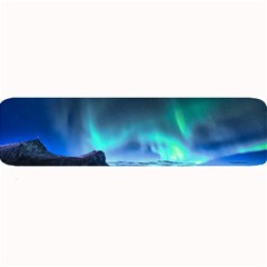 Green Aurora Lights-over Rocky Shore During Night Time Large Bar Mat by danenraven