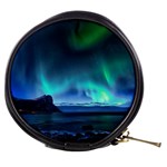 Green Aurora Lights-over Rocky Shore During Night Time Mini Makeup Bag Front