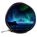 Green Aurora Lights-over Rocky Shore During Night Time Mini Makeup Bag Back