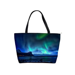 Green Aurora Lights-over Rocky Shore During Night Time Classic Shoulder Handbag by danenraven