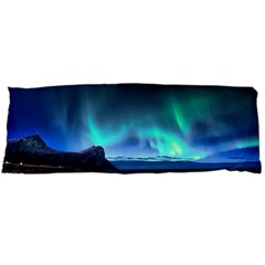 Green Aurora Lights-over Rocky Shore During Night Time Body Pillow Case (dakimakura) by danenraven