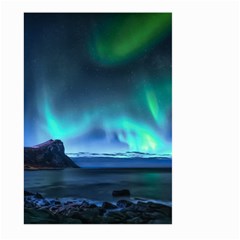 Green Aurora Lights-over Rocky Shore During Night Time Large Garden Flag (two Sides) by danenraven