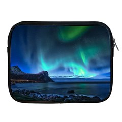 Green Aurora Lights-over Rocky Shore During Night Time Apple Ipad 2/3/4 Zipper Cases by danenraven