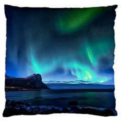 Green Aurora Lights-over Rocky Shore During Night Time Standard Flano Cushion Case (one Side) by danenraven