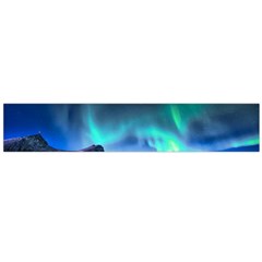 Green Aurora Lights-over Rocky Shore During Night Time Large Flano Scarf  by danenraven