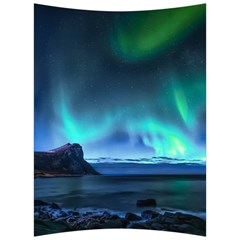 Green Aurora Lights-over Rocky Shore During Night Time Back Support Cushion by danenraven