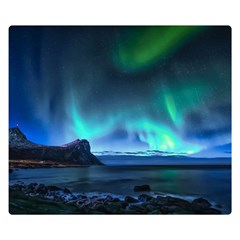 Green Aurora Lights-over Rocky Shore During Night Time Flano Blanket (small) by danenraven