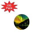 Scenic View Of Aurora Borealis Stretching Over A Lake At Night 1  Mini Magnets (100 pack)  Front