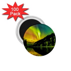 Scenic View Of Aurora Borealis Stretching Over A Lake At Night 1 75  Magnets (100 Pack)  by danenraven