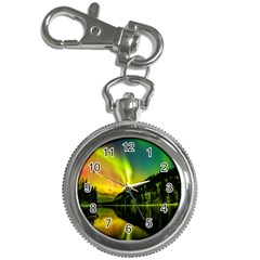 Scenic View Of Aurora Borealis Stretching Over A Lake At Night Key Chain Watches by danenraven