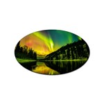 Scenic View Of Aurora Borealis Stretching Over A Lake At Night Sticker (Oval) Front