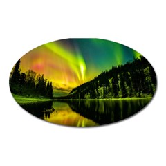 Scenic View Of Aurora Borealis Stretching Over A Lake At Night Oval Magnet by danenraven