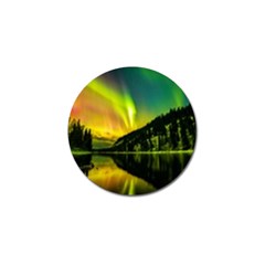 Scenic View Of Aurora Borealis Stretching Over A Lake At Night Golf Ball Marker (4 Pack) by danenraven