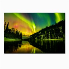 Scenic View Of Aurora Borealis Stretching Over A Lake At Night Postcards 5  X 7  (pkg Of 10) by danenraven