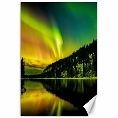 Scenic View Of Aurora Borealis Stretching Over A Lake At Night Canvas 20  X 30  by danenraven