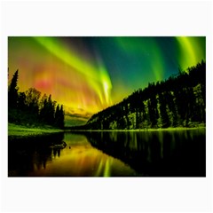 Scenic View Of Aurora Borealis Stretching Over A Lake At Night Large Glasses Cloth by danenraven