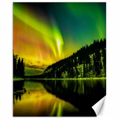 Scenic View Of Aurora Borealis Stretching Over A Lake At Night Canvas 11  X 14  by danenraven