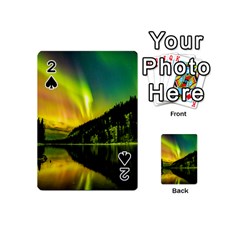 Scenic View Of Aurora Borealis Stretching Over A Lake At Night Playing Cards 54 Designs (mini) by danenraven