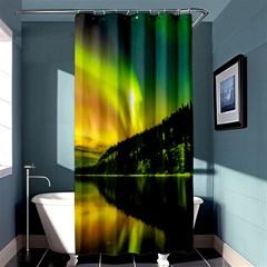 Scenic View Of Aurora Borealis Stretching Over A Lake At Night Shower Curtain 36  X 72  (stall)  by danenraven