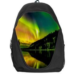 Scenic View Of Aurora Borealis Stretching Over A Lake At Night Backpack Bag by danenraven