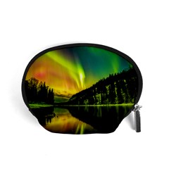 Scenic View Of Aurora Borealis Stretching Over A Lake At Night Accessory Pouch (small) by danenraven