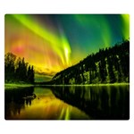 Scenic View Of Aurora Borealis Stretching Over A Lake At Night Double Sided Flano Blanket (Small) 50 x40  Blanket Front