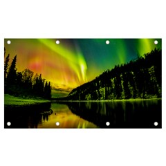 Scenic View Of Aurora Borealis Stretching Over A Lake At Night Banner And Sign 7  X 4  by danenraven