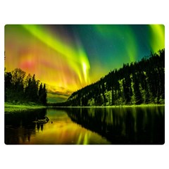 Scenic View Of Aurora Borealis Stretching Over A Lake At Night Flano Blanket (extra Small) by danenraven