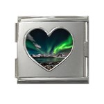 Aurora Borealis Photo Mega Link Heart Italian Charm (18mm) Front